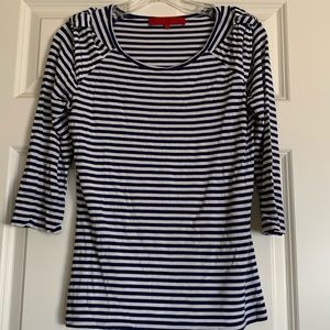 🐦 Sinclaire 10 (Saks Fifth Avenue brand) stripe top with shoulder bow details